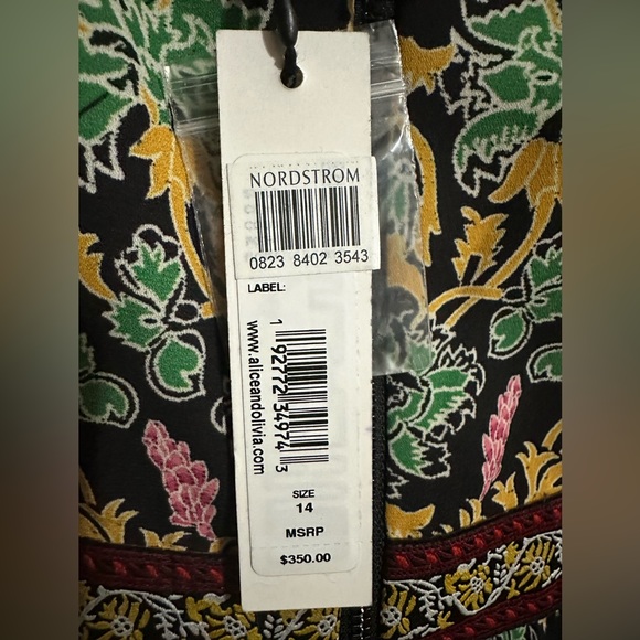 NWT! Alice + Olivia Dana Puff-Sleeve Flare Dress size 14 - Picture 11 of 16